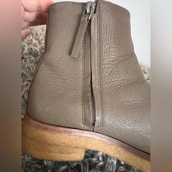 $1480 THE ROW Boris boot bootie moonstone taupe grained goatskin 38 7-7.5 - Picture 12 of 14